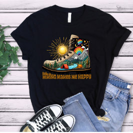 Wandernde Berglandschaft Stiefel Grafik Natur Tri-Blend Shirt