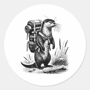 Wandernde Flussotter Rucksacktiere Lustige Cotta Runder Aufkleber