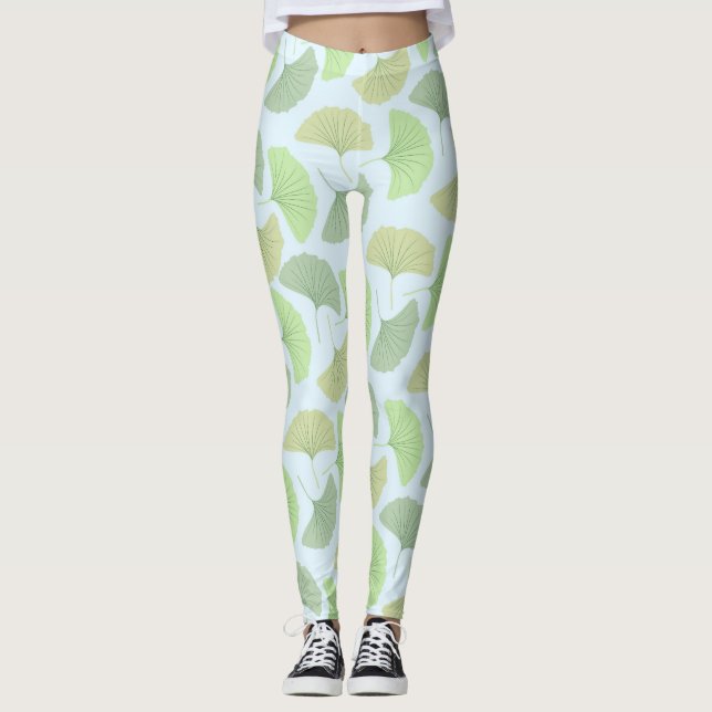 Wandernde grüne Ginkgo-Leggings Leggings (Vorderseite)