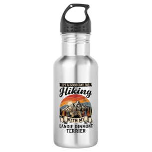 Wandernder Dandie Dinmont Terrier Hund Berg Retro  Edelstahlflasche