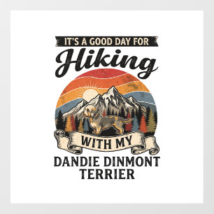 Wandernder Dandie Dinmont Terrier Hund Berg Retro Fensteraufkleber