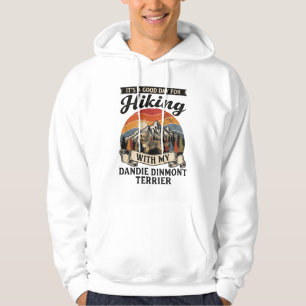 Wandernder Dandie Dinmont Terrier Hund Berg Retro Hoodie