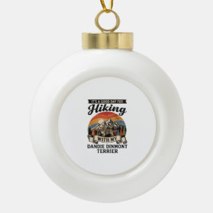 Wandernder Dandie Dinmont Terrier Hund Berg Retro Keramik Kugel-Ornament