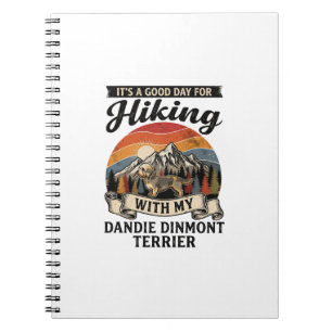 Wandernder Dandie Dinmont Terrier Hund Berg Retro  Notizblock
