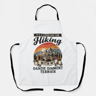 Wandernder Dandie Dinmont Terrier Hund Berg Retro Schürze