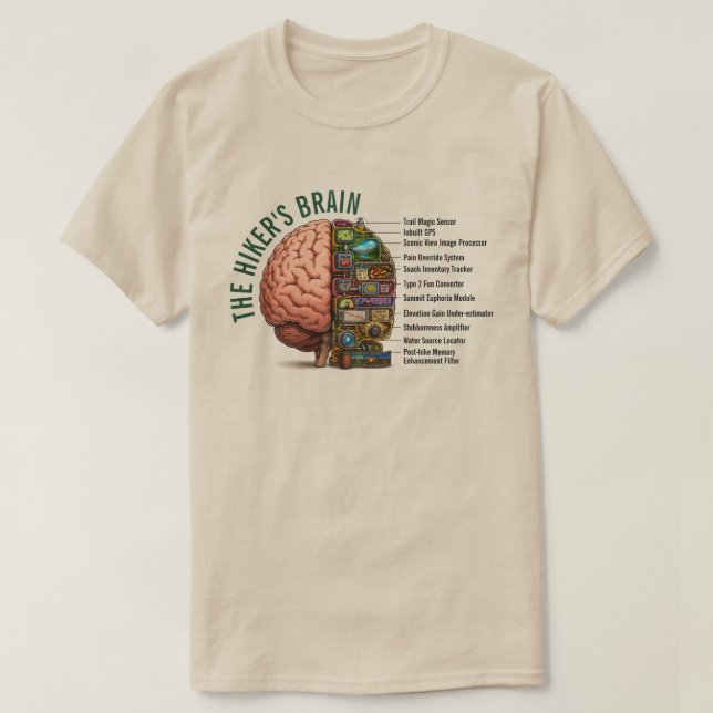 Wandernder Gehirn lustig T-Shirt (Design vorne)