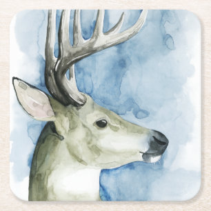 Wandernder Hirsch - Aquarell Rechteckiger Pappuntersetzer