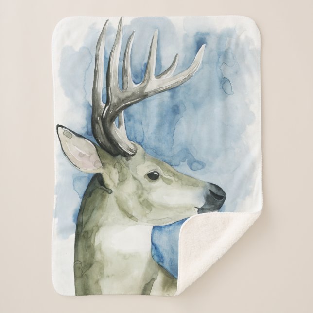 Wandernder Hirsch - Aquarell Sherpadecke (Vorderseite)