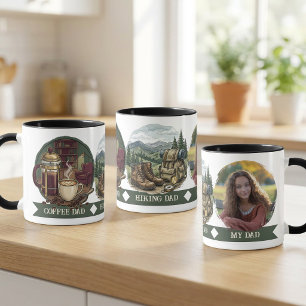 Wandernder und Kaffee-Papa   Vintage-Fotografie zu Tasse