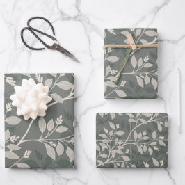 Wanderndes Laub Elegantes Erdige Botanisches Muste Geschenkpapier Set