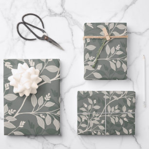 Wanderndes Laub Elegantes Erdige Botanisches Muste Geschenkpapier Set