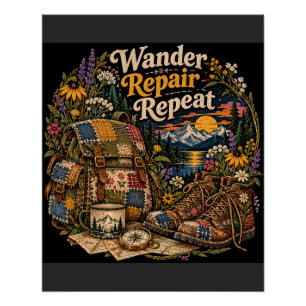 Wanderreparaturwiederholung – Patchwork-Rucksack V Poster