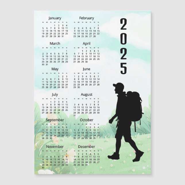 Wanderrückpackung 2025 Kalender Magnetkarte (Vorderseite)