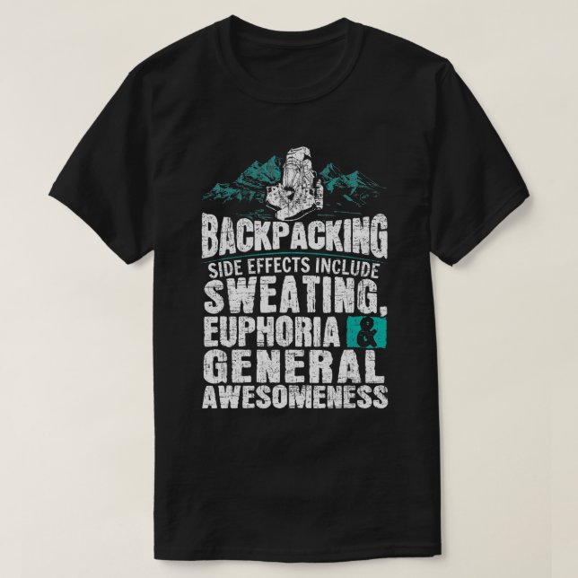 Wanderseitige Effekte Rückpackgeschenke T-Shirt (Design vorne)