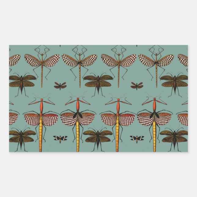 Wandersticks, Katydids und Libellen Rechteckiger Aufkleber (Vorderseite)