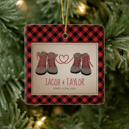 Wanderstiefel Erste Weihnachtszeit Verheiratet Ver Keramikornament