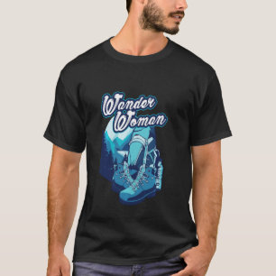 Wanderstiefel und Rucksack-Design für Frauen T-Shirt
