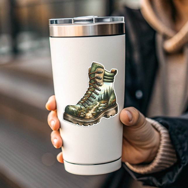 Wanderstiefel-Vinyl-Aufkleber | ausgestanzter Aufk Aufkleber (Trail Hiking Boot Vinyl Sticker | Die-Cut Sticker by PiggyPrint Stickers)