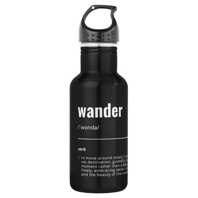WanderTag - Minimalistische Black Water Flasche Edelstahlflasche (Vorderseite)