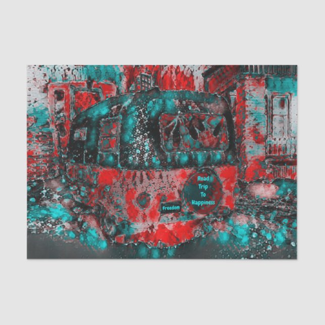 Wanderung Camper Retro Hippie Road zum Glück Seidenpapier (Vorderseite)