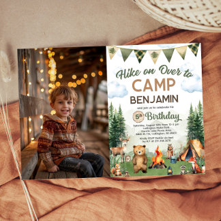 Wanderung über Camping Geburtstagsfest Foto Einladung