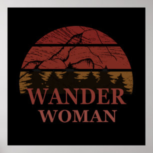 Wanderung Wanderung Camping Frau Vintag Poster