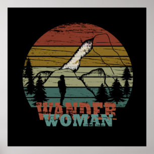 Wanderung Wanderung Camping Frau Vintag Poster