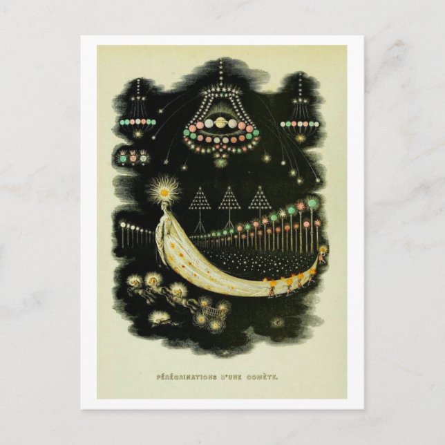 "Wanderungen eines Kometen" Grandville Illustratio Postkarte (Vorderseite)