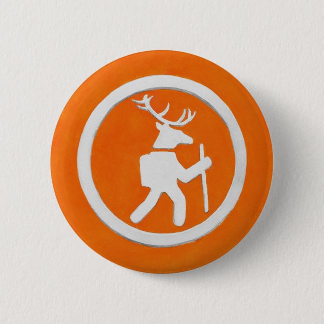 Wanderwegmarkierung für Hirsche Button (Vorderseite)