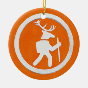 Wanderwegmarkierung für Hirsche Keramik Ornament