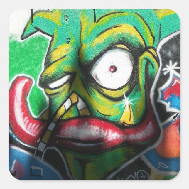 Wandgemälde Quadratischer Aufkleber (Vorderseite)