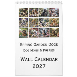 Wandkalender 2027 für Hunde im Frühlingsgarten