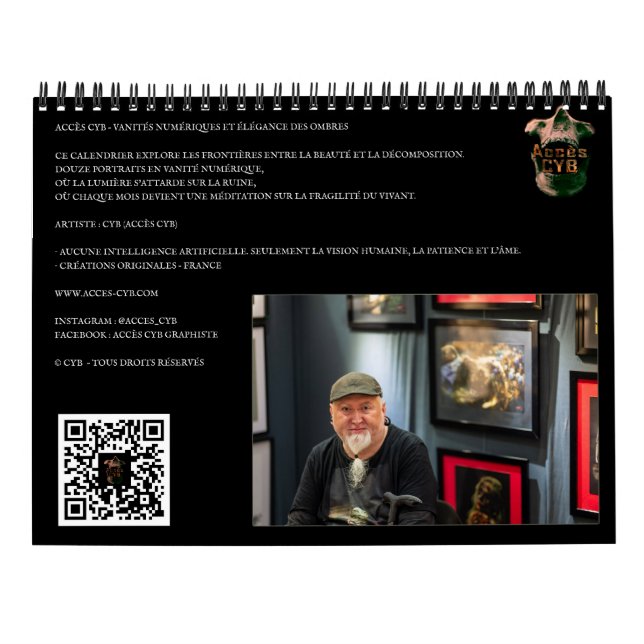 Wandkalender der dunklen Kunst – Vertikales Format (Rückseite)