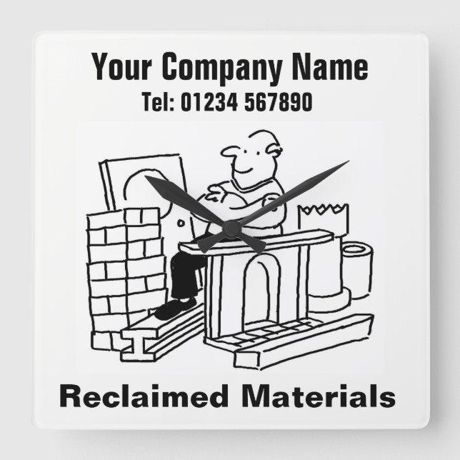 Wandklemme für die Werkstoffbranche Quadratische Wanduhr (Vorderseite)