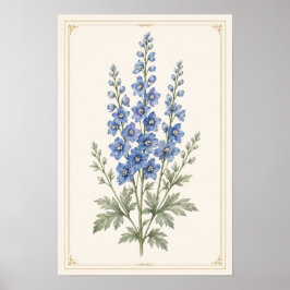 Wandkunst-Druck der Geburtsblume Juli, Rittersporn Poster