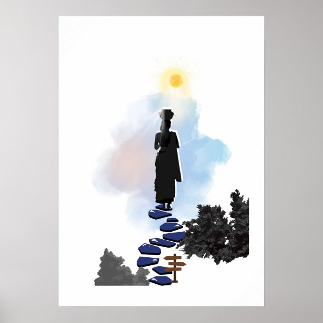 Wandkunst - Einsames Mädchen auf dem Hügel Poster (Vorne)