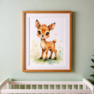 Wandkunst für Kinderzimmer mit Hirschen – Waldthem Poster