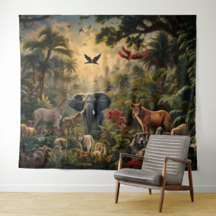 Wandkunst für wilde Tiere - Dschungeltiere Foto Wandteppich