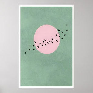 Wandkunst mit fliegenden Vögeln - Minimale Silhoue Poster
