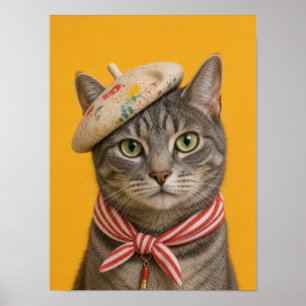 Wandkunst mit getigerter Katze — Künstler-Maler-Ha Poster