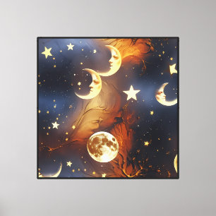 Wandkunst – Träumerische feurige orange himmlische Leinwanddruck