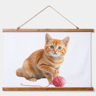 Wandkunst- und Dekortapestries. Hauskatze Wandteppich Mit Holzrahmen