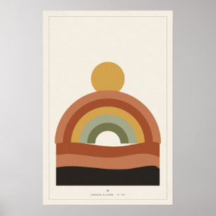 Wandkunstposter Desert Rainbow Dunes, Boho-Sonnenu Poster
