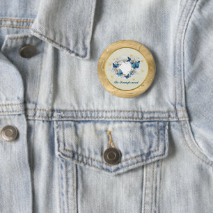 Wandle Dich Zitat Herz und Blaue Schmetterlinge Button
