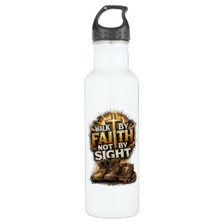 Wandle im Glauben, nicht im Schauen Edelstahlflasche