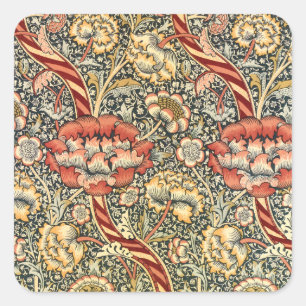 Wandle von William Morris, Vintage-Textil Fine Art Quadratischer Aufkleber