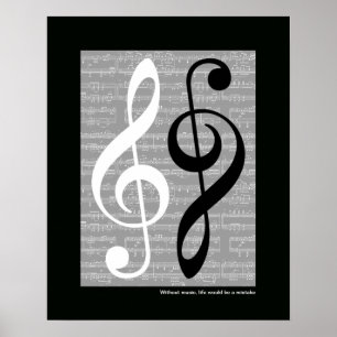 Wandmusik DreifachClef Poster