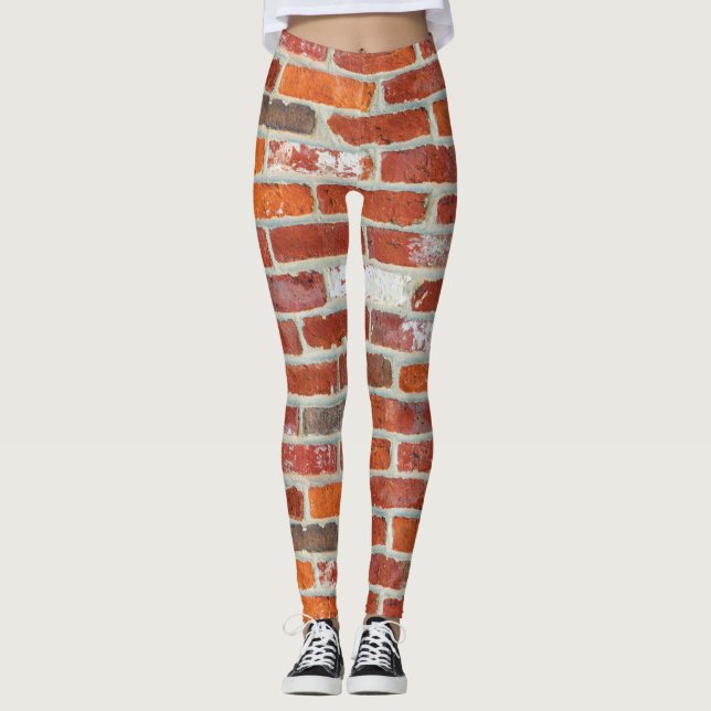 Wandmuster aus rotem Ziegelstein Leggings (Vorderseite)