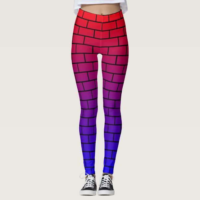Wandmuster aus roten und blauen Ziegeln Leggings (Vorderseite)