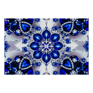 Wandplakat mit weißem blauem Farbdesign Poster